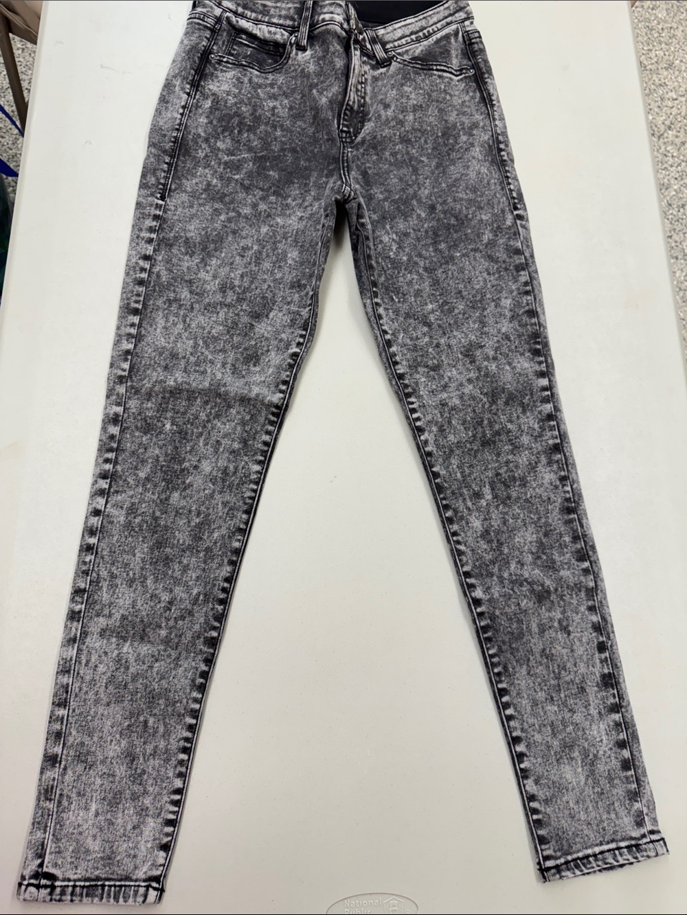 LuLaRoe Black Gray Acid-Wash Denim Skinny Jeans elastic waistband tummy control